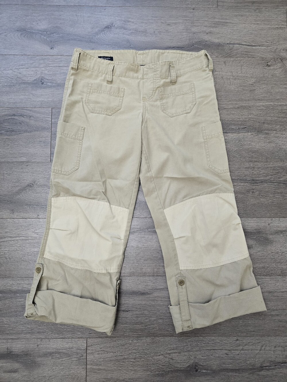 Abercrombie & Fitch Women's Khaki Utility Cargo Pants Capri Size XS Y2K Tan